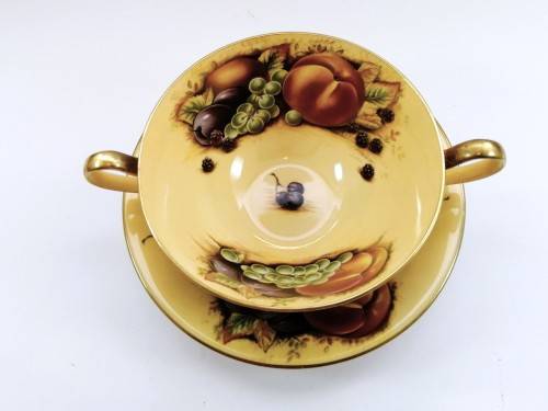 Aynsley Orchard Gold Still Life Fruit Pattern 12 Bowls and Plates