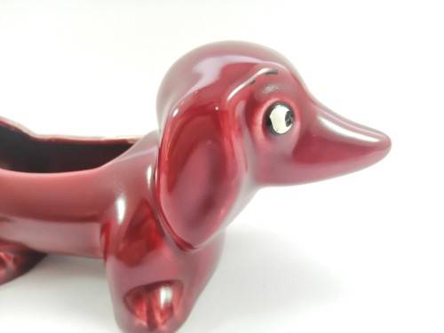 Very cute vintage burgundy Dachshund Sausage Dog holder