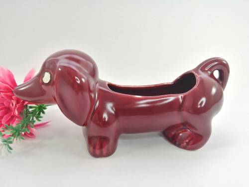 Very cute vintage burgundy Dachshund Sausage Dog holder