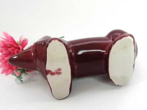 Very cute vintage burgundy Dachshund Sausage Dog holder