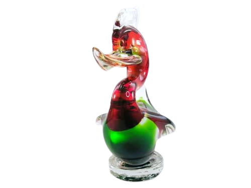 Murano Art Glass Large Green and Red Duck Goose Bird