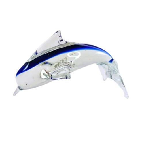 MID-CENTURY MURANO ART GLASS SWIMMING DOLPHIN FIGURINE
