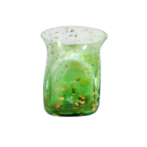 19th century enameled green glass milk jug,  small green and gilt glass posy vase