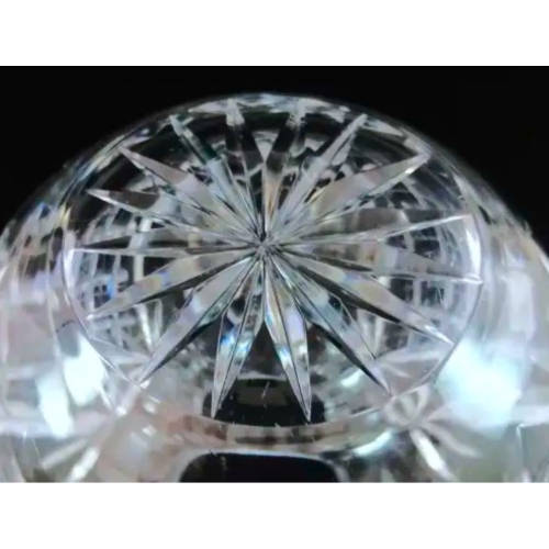 Heavy Quality Rose Cut Glass Crystal Orb Globe Spherical Round Bowl Vase