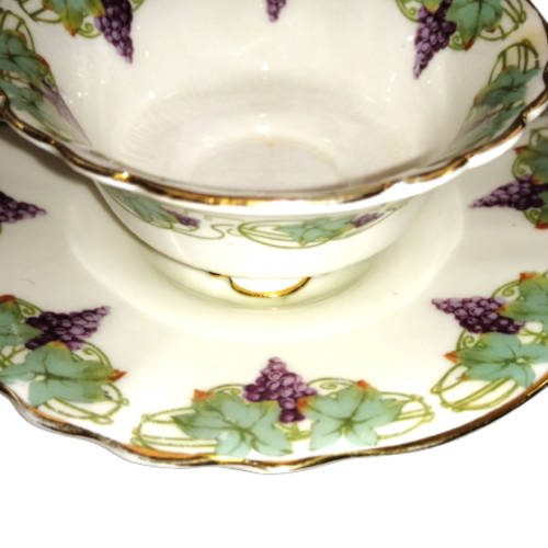 Royal Doulton Trio featuring a charming purple grapes and green vines with  gold accents.