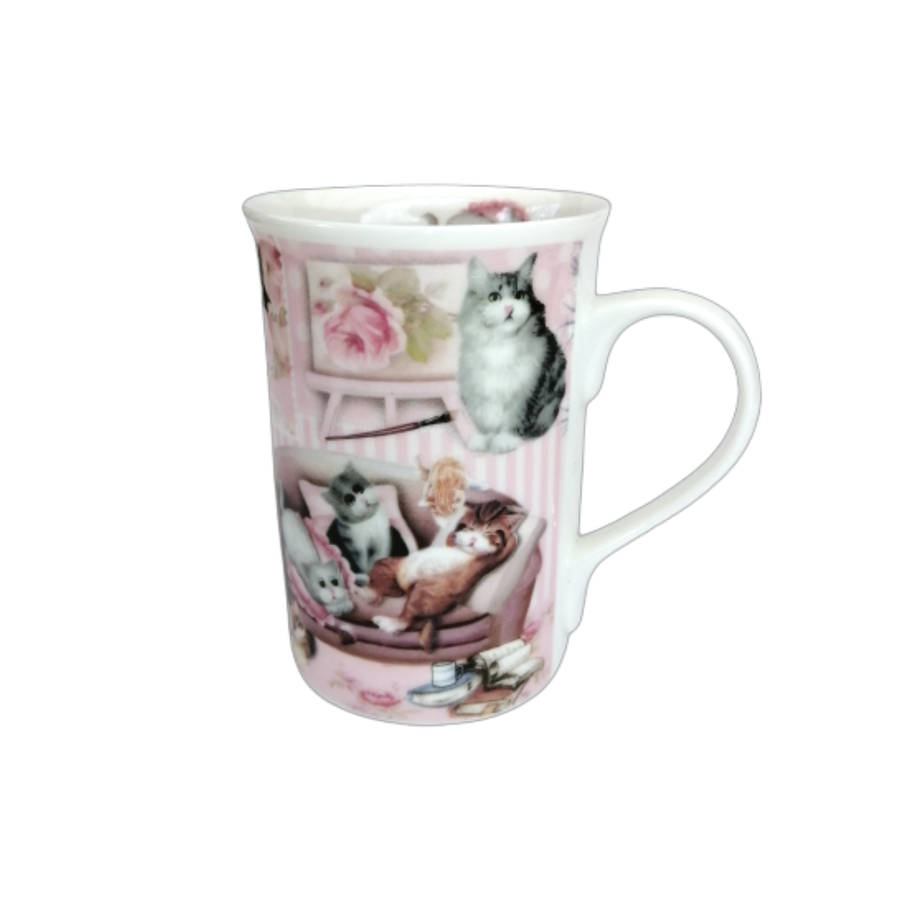 Summer River Cats Bone China Mug Coaster and Tray