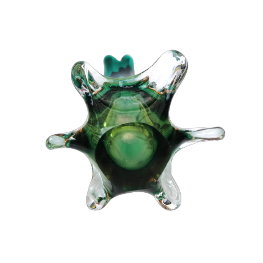 Murano Glass Bright Vibrant Green Amber and Yellow Tall Vase