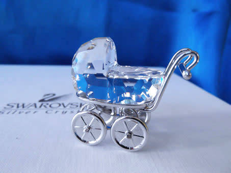 GENUINE Swarovski Silver Crystal Memories Pram Rhodium