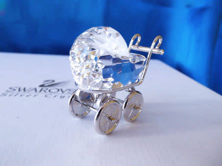 GENUINE Swarovski Silver Crystal Memories Pram Rhodium