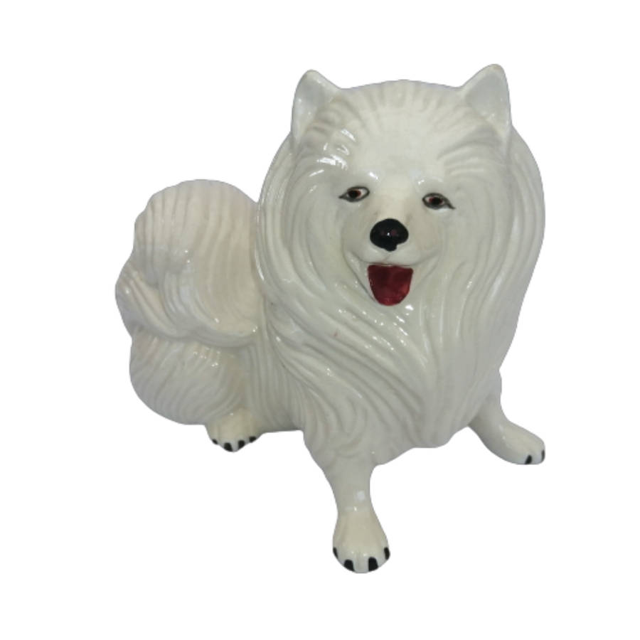 Italian Mid Century White Standing Samoyed Pomeranian Dog