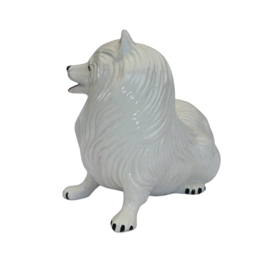 Italian Mid Century White Standing Samoyed Pomeranian Dog
