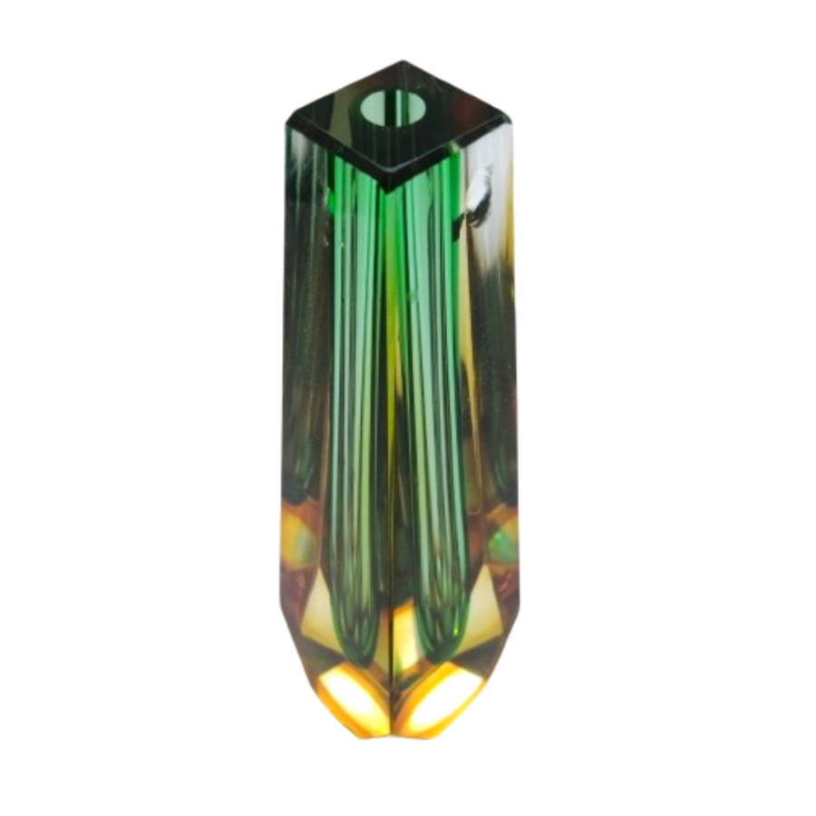 Czechoslovakian glass vase by Pavel Hlava for Egerman - Exbor Amber and Green