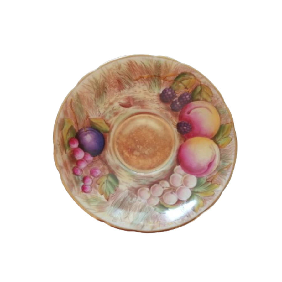 Aynsley Hand Painted Orchard Gold Fruit Cup and Saucer . Signed D. Jones.