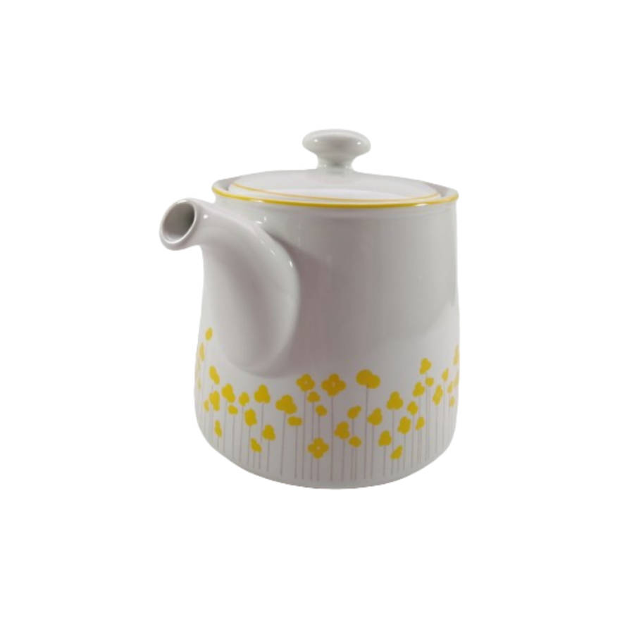 Drosilk Stonewear White Yellow flowers Tea Pot