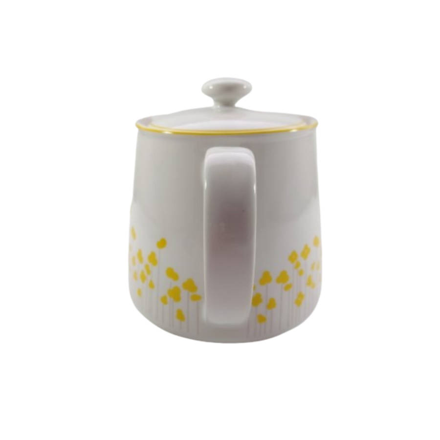 Drosilk Stonewear White Yellow flowers Tea Pot