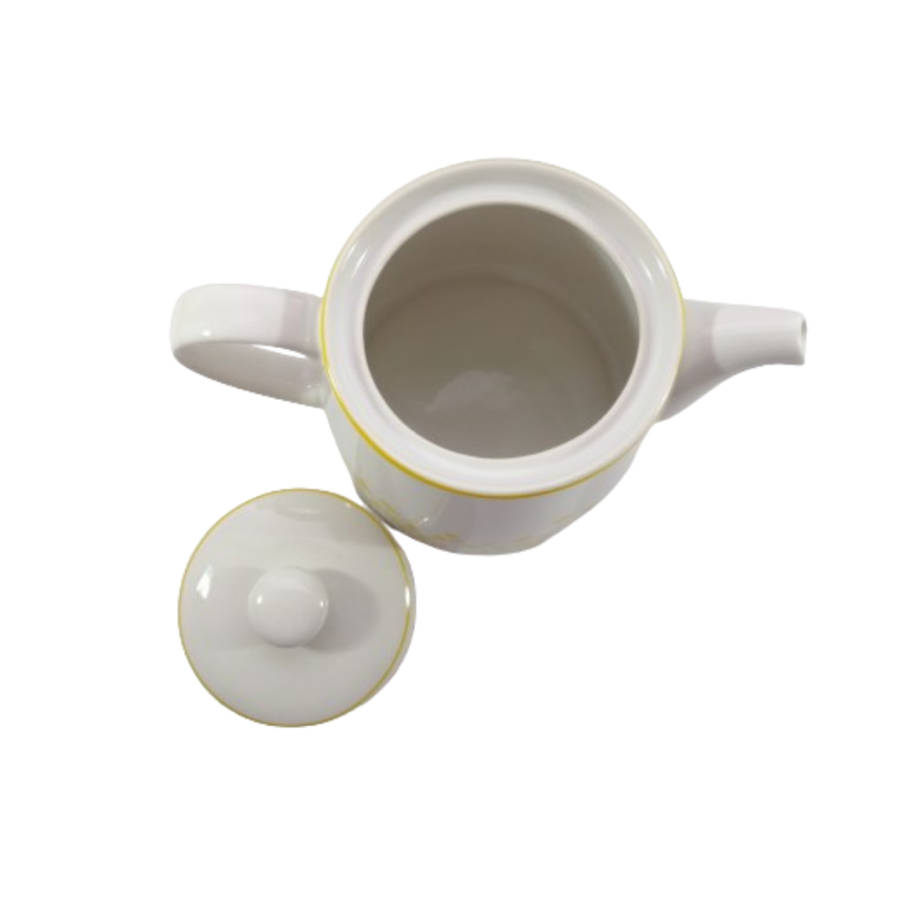 Drosilk Stonewear White Yellow flowers Tea Pot