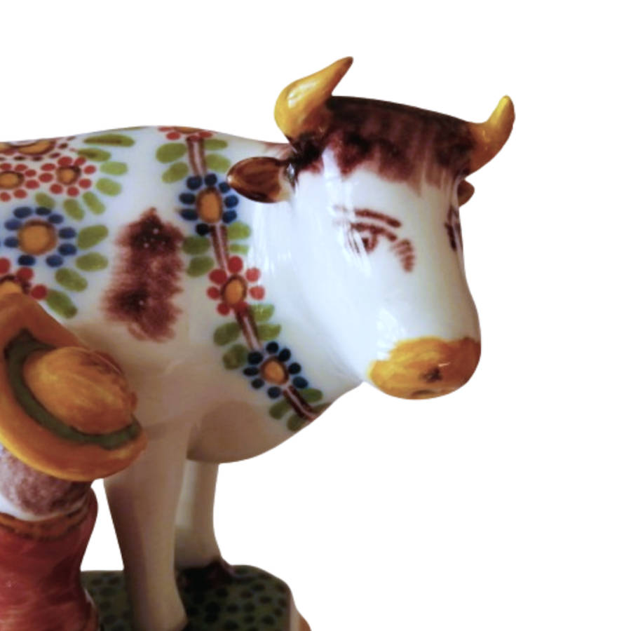 Delft Makkuer Large Hand Painted Porcelain Cow Bull c1960