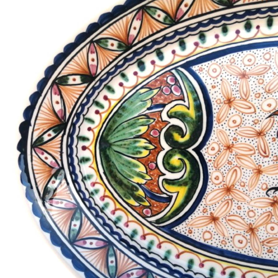 Keramos Handmade Ironstone hand-painted in Portugal Rooster Platter Charger