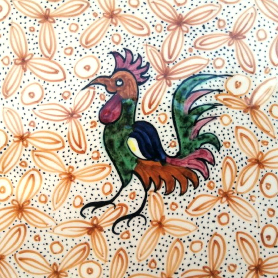 Keramos Handmade Ironstone hand-painted in Portugal Rooster Platter Charger