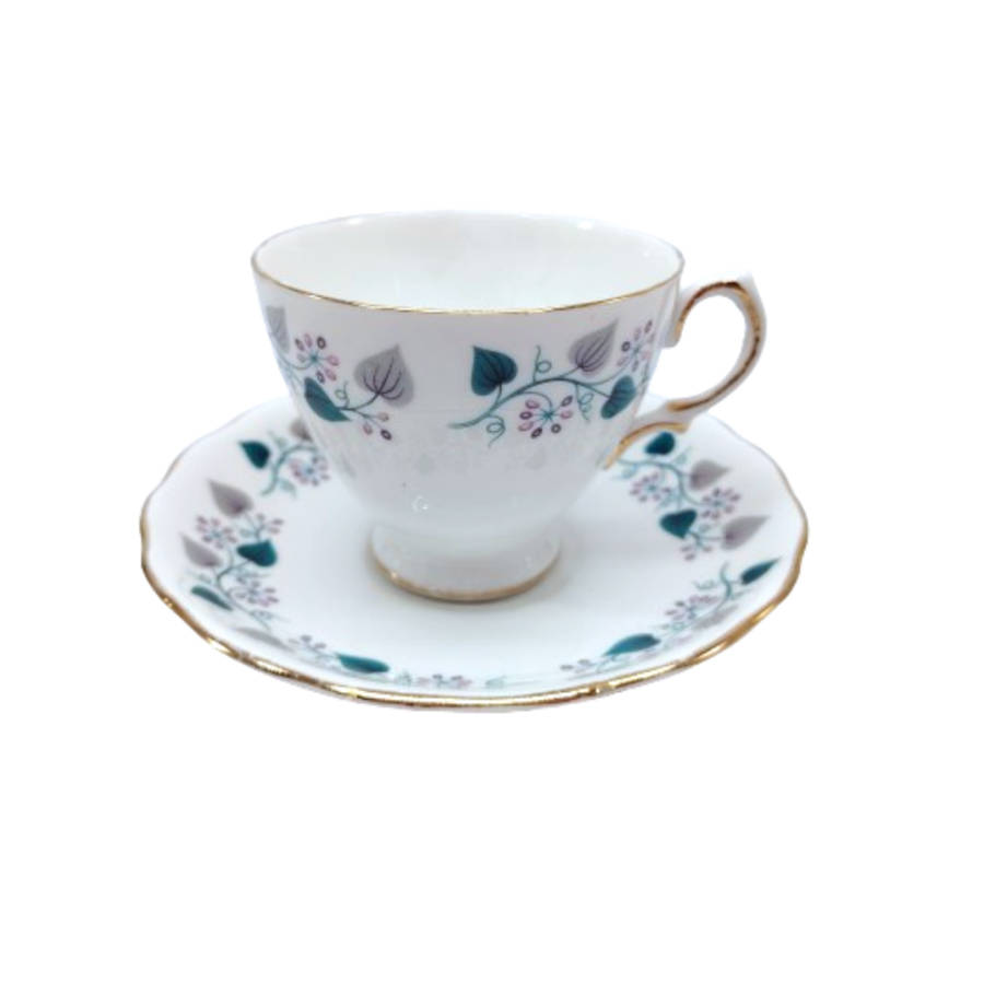 Royal Vale Bone China with blue & grey leaf  Tea Set