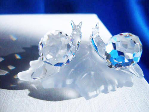 Swarovski Crystal Baby Snails on a Vine Leaf (Retired)  *
