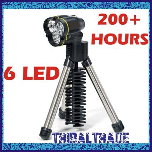 4 Units on Auction!! 6LED HANDS FREE TRIPOD FLASHLIGHT - So Many Uses!! 200+ Hours Run Time!! *NEW*