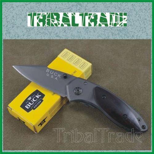 12 to GO! BUCK X11 MINI POCKET KNIFE - Belt Clip - Black Wood Handle, Titanium Plated Blade - GIFTS!