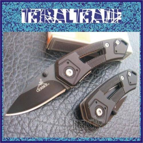 5 to GO!! GERBER D20 BLACK RAT FOLDING KNIFE - Thumb Assisted Blade with Liner Lock - SOLID!!