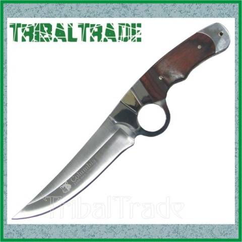 2 to GO!! COLUMBIA A10 FULL TANG FIXED BLADE KNIFE - 275mm Length - Wooden Handle with a Steel Head!
