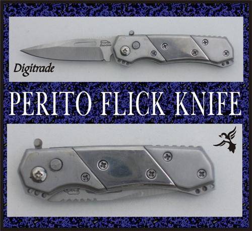 PERITO FLICK BLADE Pocket Knife - Stainless Steel Blade & Handle - Blade Lock.