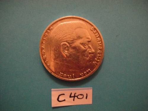 5 Reichsmark  1936 German Silver Coin