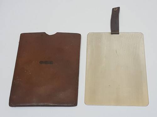 Rare Military Shaving Mirror With Leather Case  - Likely From WW1