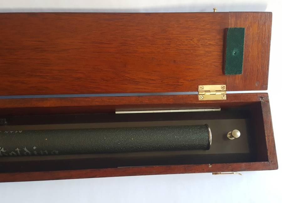 REDUCED! Large Boxed Brass and Steel Arclight Rolling Ruler With A History, circa 1958.