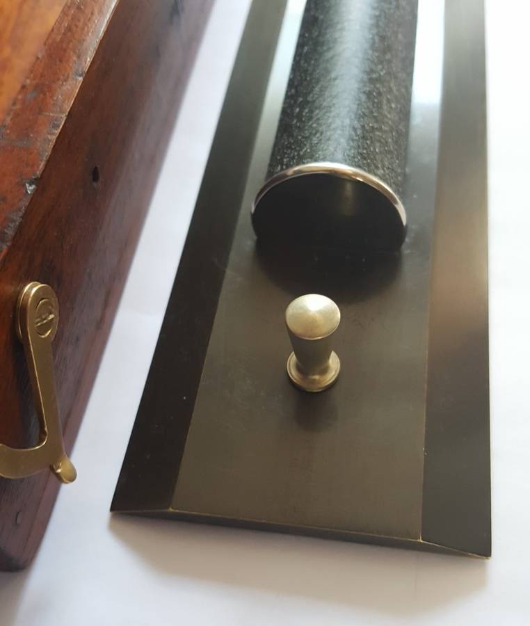 REDUCED! Large Boxed Brass and Steel Arclight Rolling Ruler With A History, circa 1958.