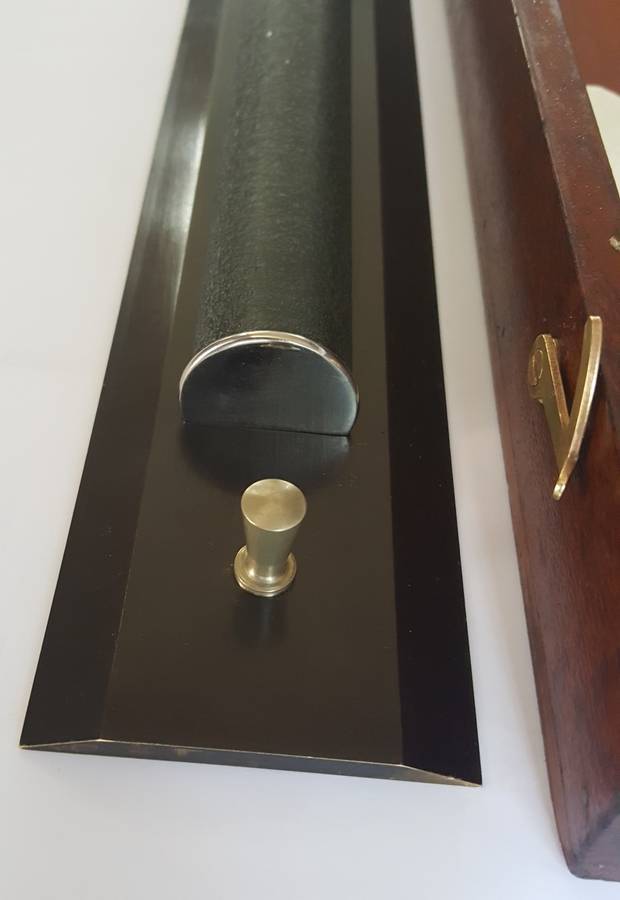 REDUCED! Large Boxed Brass and Steel Arclight Rolling Ruler With A History, circa 1958.