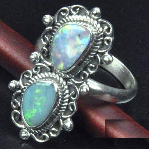 GORGEOUS AUSTRALIAN RAINBOW FIRE OPAL .925 SOLID STERLING SILVER FILIGREE RING!