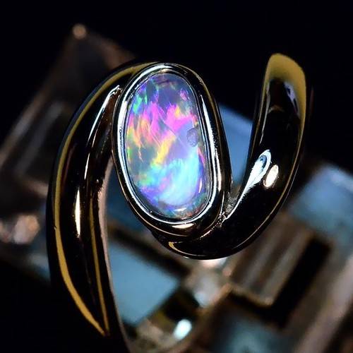 STUNNING AUSTRALIAN BOULDER OPAL .925 SOLID STERLING SILVER RING - OCTOBER BIRTHSTONE!