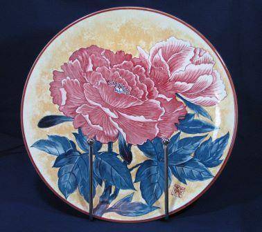 Imperial Imari Plate, Peonies, by Prof Toshio Mitumura.