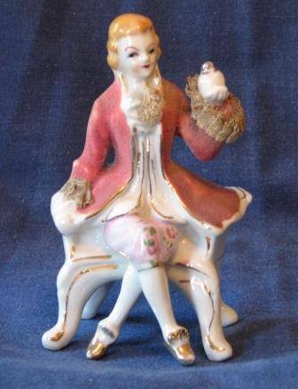 Porcelain Figurine of Man on Seat.