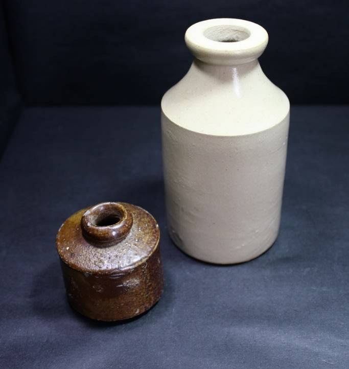 Vintage Small Stoneware Ink Bottles and Containers
