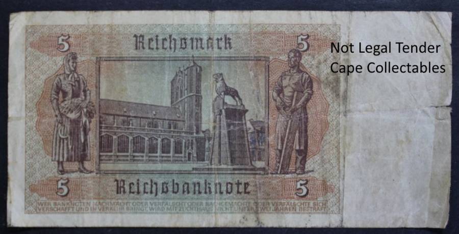 Germany 5 Reichsmark Bank Note 1942
