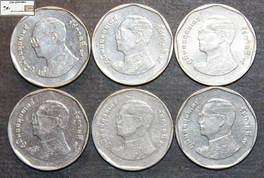 Thailand 6 x 5 Satang Coins (Six Coins) Circulated