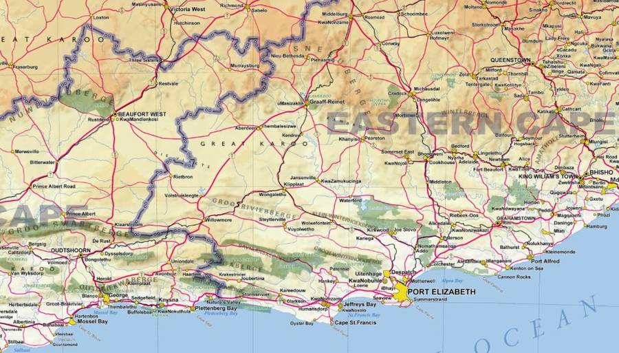 South Africa Provincial Political and Physical Wall Map 2015 Printed.