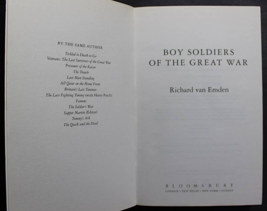 Boy Soldiers Of The Great War by Richard Van Emden, Softcover Book