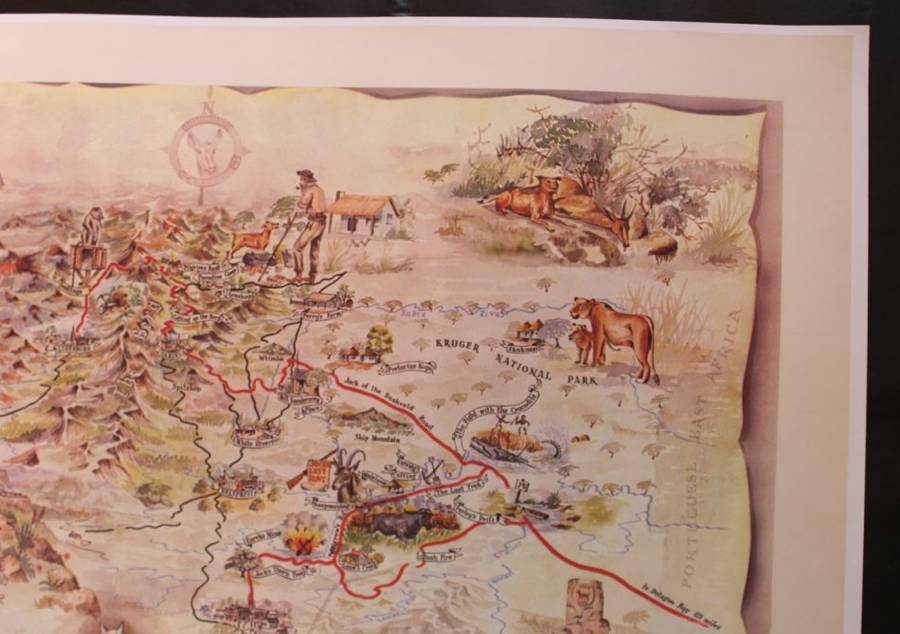 Jock Of The Bushveld Pictorial Map by E Buckley 1957