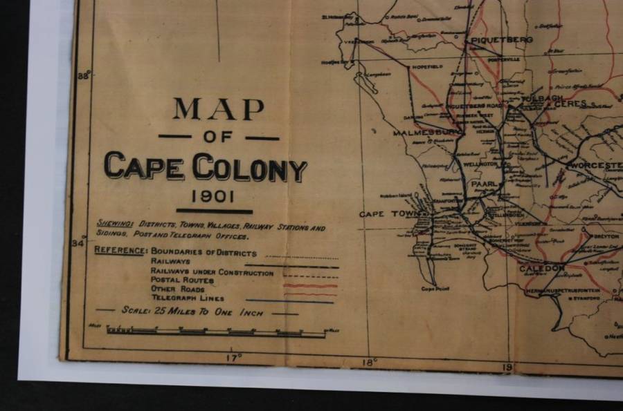 Map of Cape Colony 1901 Wall Map, Reproduction Print