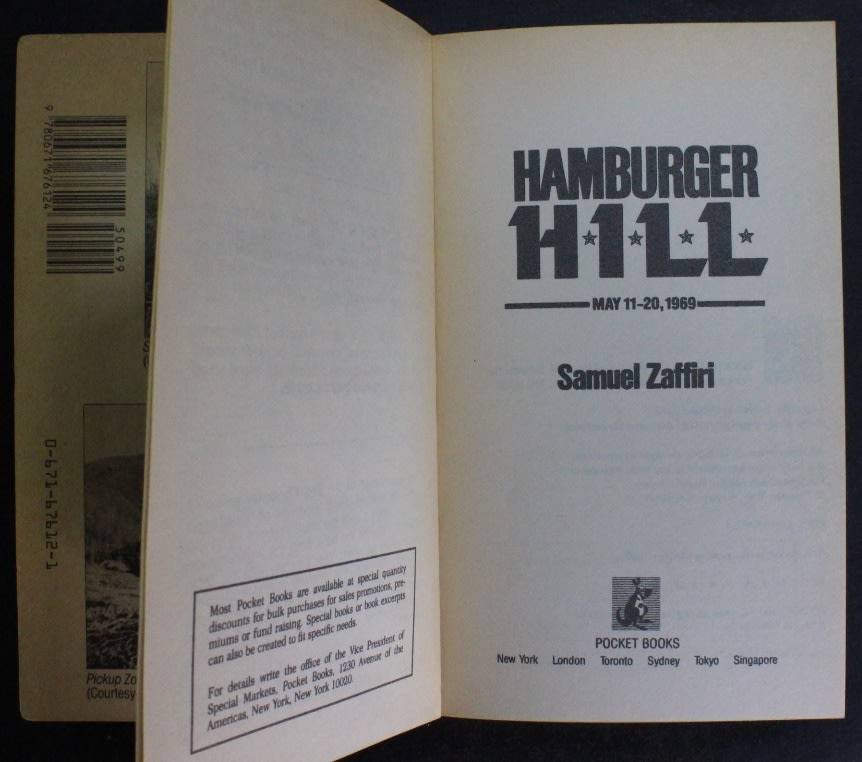 Hamburger Hill by Samuel Zaffiri, Softcover Book