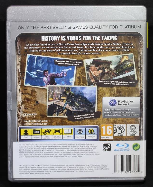 PS3 Uncharted 2 `Among Thieves` Sony Platinum Edition by Naughty Dog