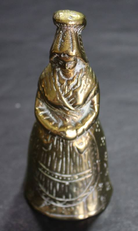 Vintage Solid Brass Hand Bell Figurine of Lady