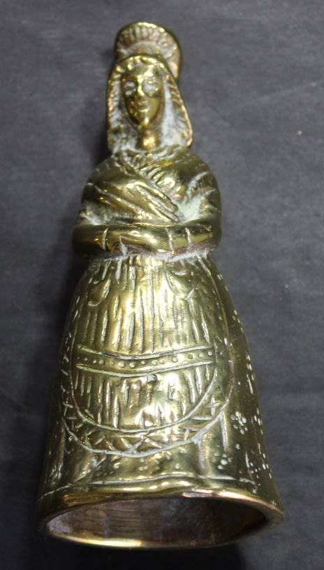 Vintage Solid Brass Hand Bell Figurine of Lady
